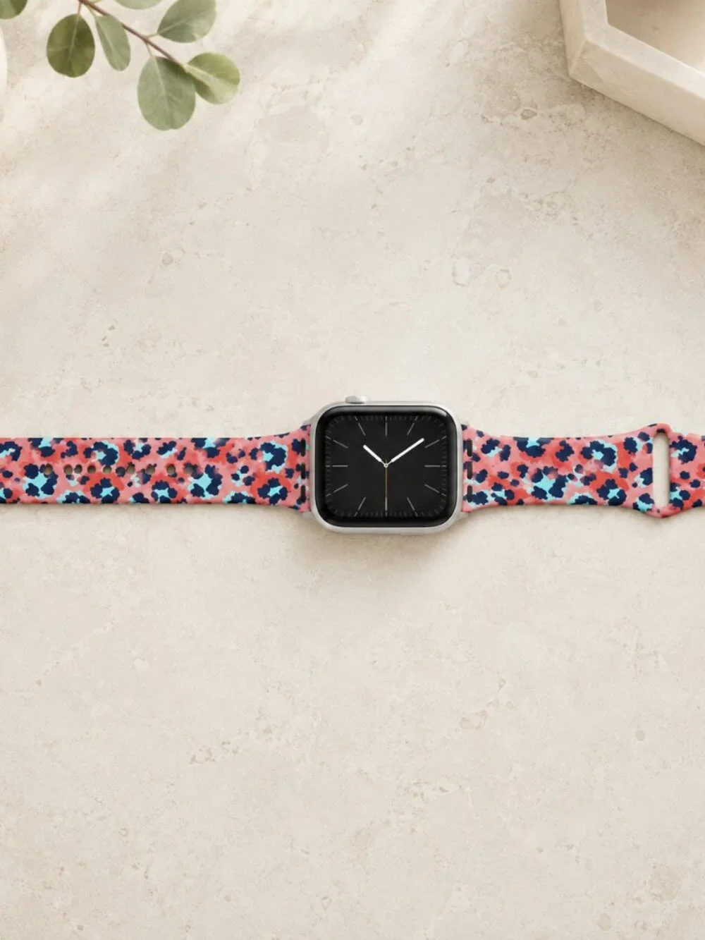 Pink Leopard Print Apple Watch Band 38mm 40mm Long Silicone Strap NWT